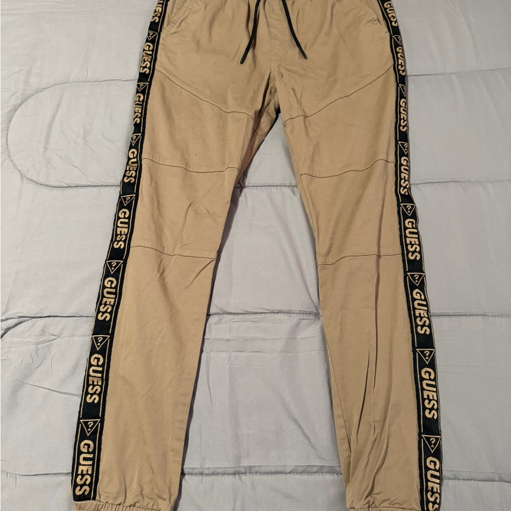 GUESS Beige Joggers with Logo Stripes